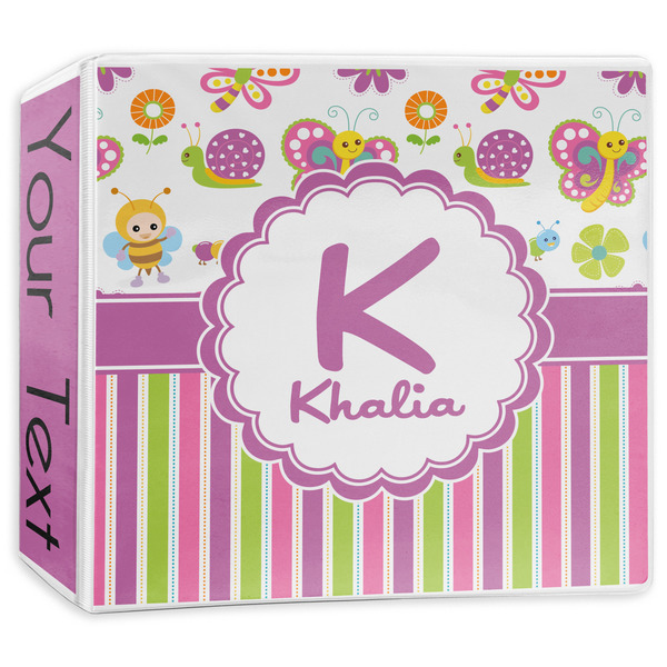 Custom Butterflies & Stripes 3-Ring Binder - 3 inch (Personalized)