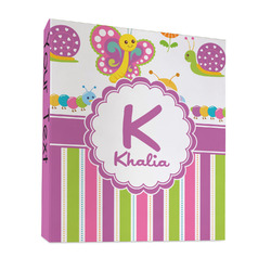 Butterflies & Stripes 3 Ring Binder - Full Wrap - 1" (Personalized)