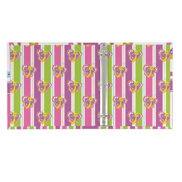 Butterflies & Stripes 3 Ring Binders - Full Wrap - 1" - OPEN INSIDE