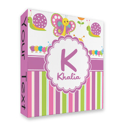 Butterflies & Stripes 3 Ring Binder - Full Wrap - 2" (Personalized)