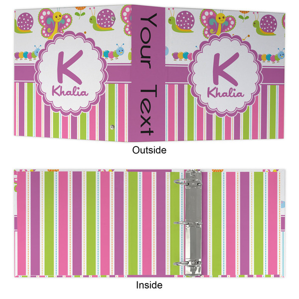 Butterflies & Stripes 3 Ring Binders - Full Wrap - 3" - APPROVAL