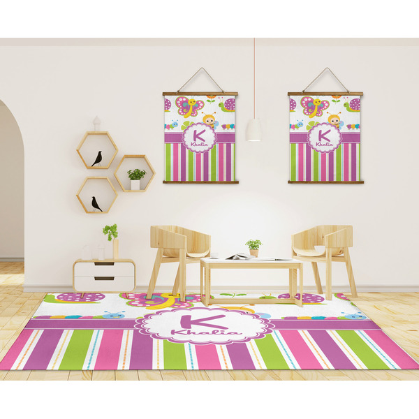 Butterflies & Stripes 8'x10' Indoor Area Rugs - IN CONTEXT