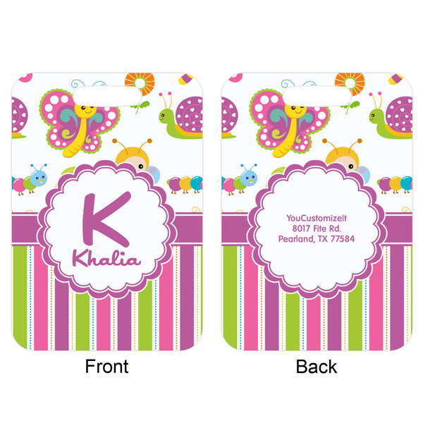 Butterflies & Stripes Aluminum Luggage Tag (Front + Back)