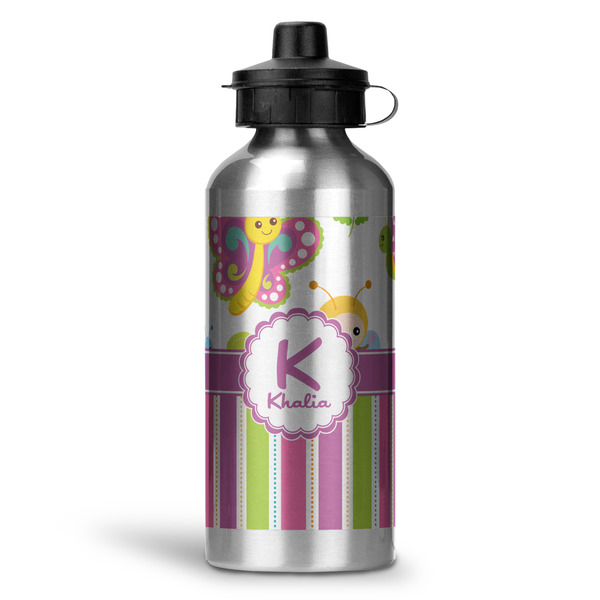 Custom Butterflies & Stripes Water Bottle - Aluminum - 20 oz (Personalized)