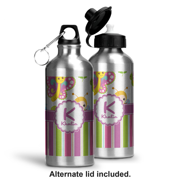 Butterflies & Stripes Aluminum Water Bottle - Alternate lid options