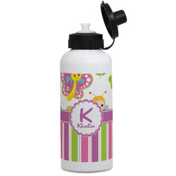 Butterflies & Stripes Water Bottles - Aluminum - 20 oz - White (Personalized)