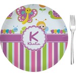 Butterflies & Stripes 8" Glass Appetizer / Dessert Plates - Single or Set (Personalized)