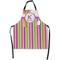 Butterflies & Stripes Apron With Pockets w/ Name and Initial
