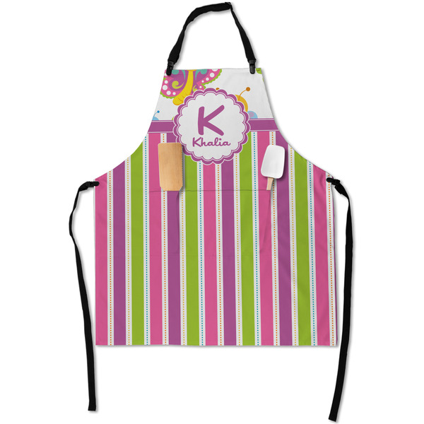 Custom Butterflies & Stripes Apron With Pockets w/ Name and Initial