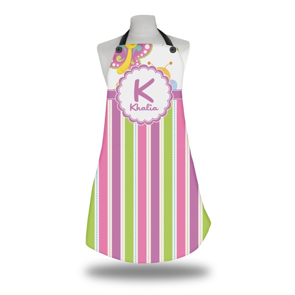 Custom Butterflies & Stripes Apron w/ Name and Initial