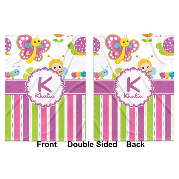 Butterflies & Stripes Baby Blanket (Double Sided - Printed Front and Back)