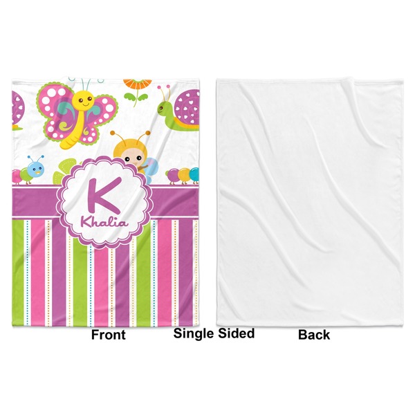 Butterflies & Stripes Baby Blanket (Single Side - Printed Front, White Back)