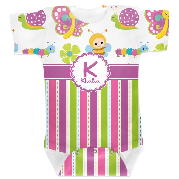 Custom Butterflies & Stripes Baby Bodysuit 12-18 (Personalized)