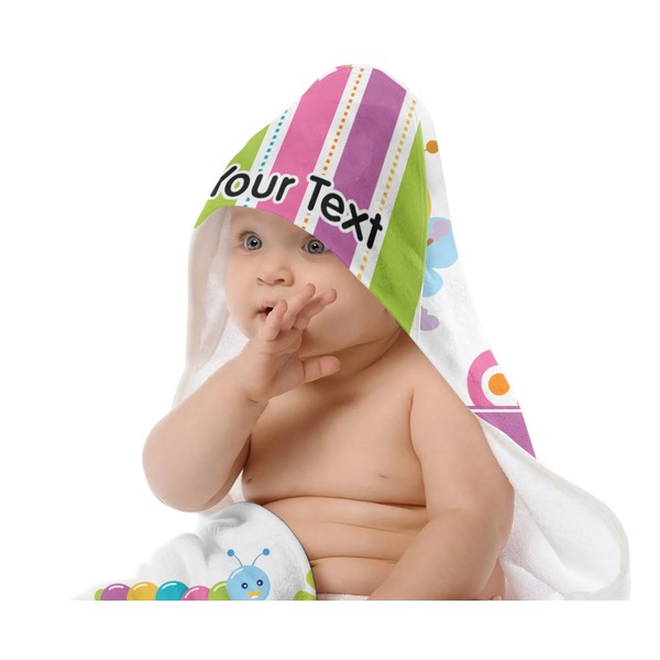 Butterflies & Stripes Baby Hooded Towel on Child