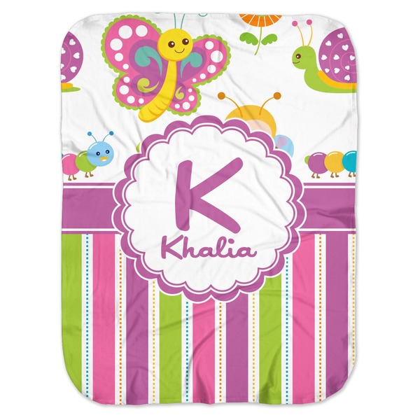 Custom Butterflies & Stripes Baby Swaddling Blanket (Personalized)