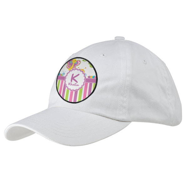 Custom Butterflies & Stripes Baseball Cap - White (Personalized)