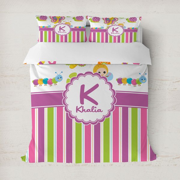 Custom Butterflies & Stripes Duvet Cover (Personalized)