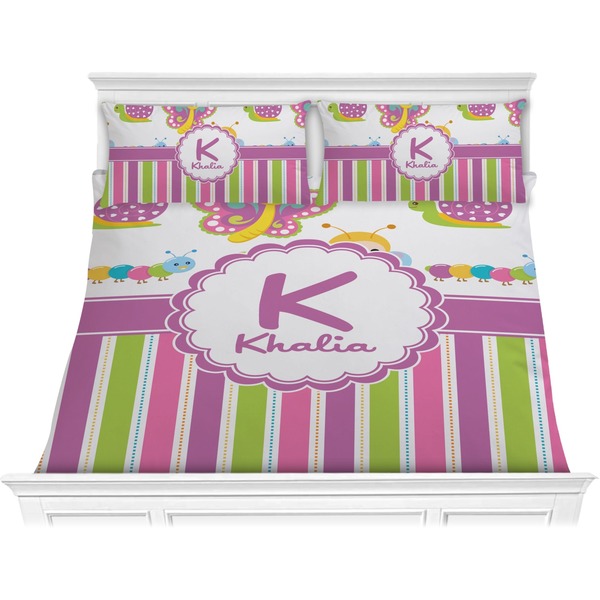 Custom Butterflies & Stripes Comforter Set - King (Personalized)