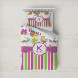 Butterflies & Stripes Duvet Cover Set - Twin (Personalized)
