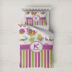 Butterflies & Stripes Duvet Cover Set - Twin XL (Personalized)