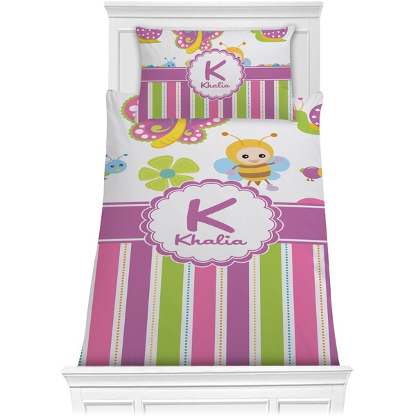 Custom Butterflies & Stripes Comforter Set - Twin (Personalized)