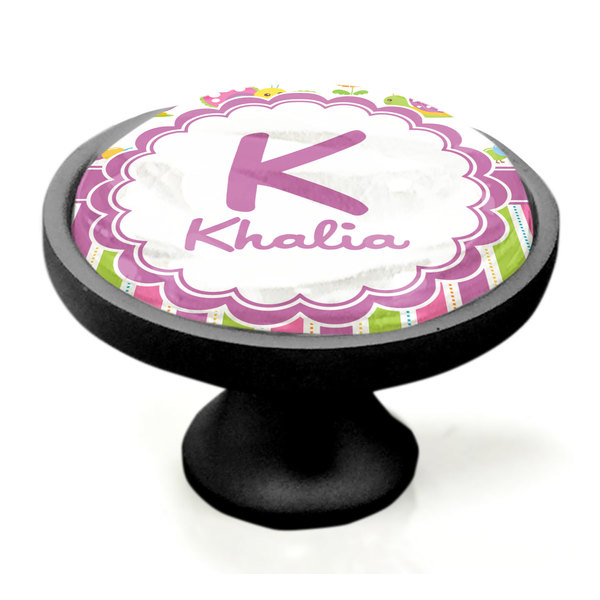 Butterflies & Stripes Black Custom Cabinet Knob (Side)