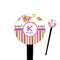 Butterflies & Stripes 4" Round Plastic Food Picks - Black - Double Sided (Personalized)