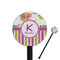 Butterflies & Stripes 5.5" Round Plastic Stir Sticks - Black - Single Sided (Personalized)