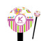 Butterflies & Stripes 6" Round Plastic Food Picks - Black - Double Sided (Personalized)