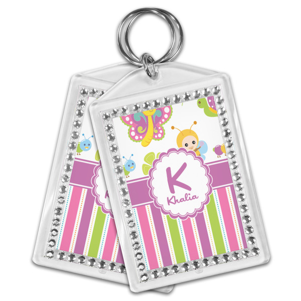 Butterflies & Stripes Bling Keychain - MAIN