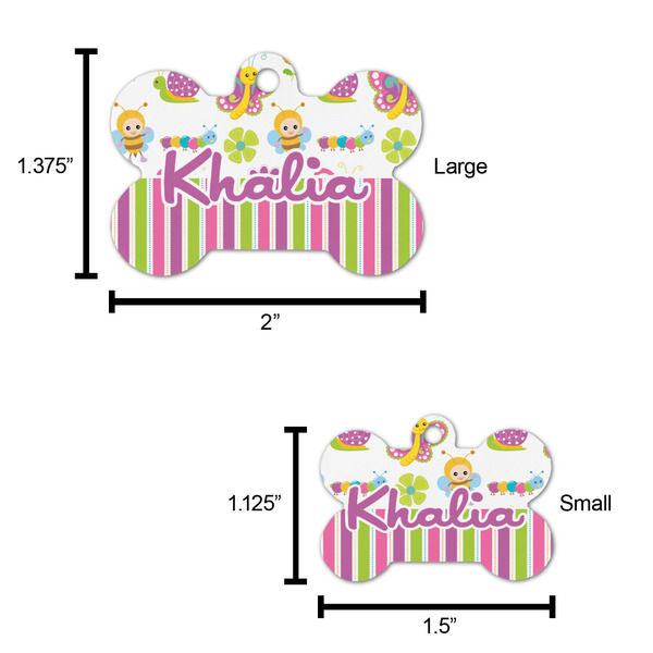 Butterflies & Stripes Bone Shaped Dog ID Tag - Large - Scale
