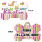 Butterflies & Stripes Bone Shaped Dog Tag - Front & Back