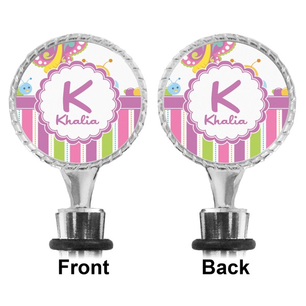 Butterflies & Stripes Bottle Stopper - Front and Back