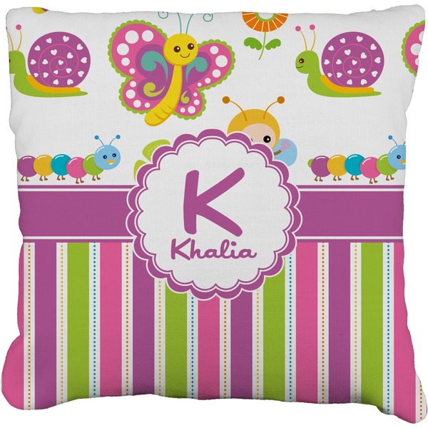 Custom Butterflies & Stripes Faux-Linen Throw Pillow 16" (Personalized)