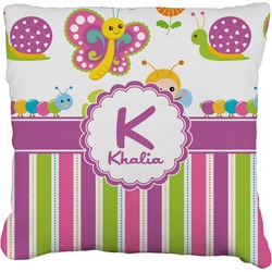 Butterflies & Stripes Faux-Linen Throw Pillow 18" (Personalized)