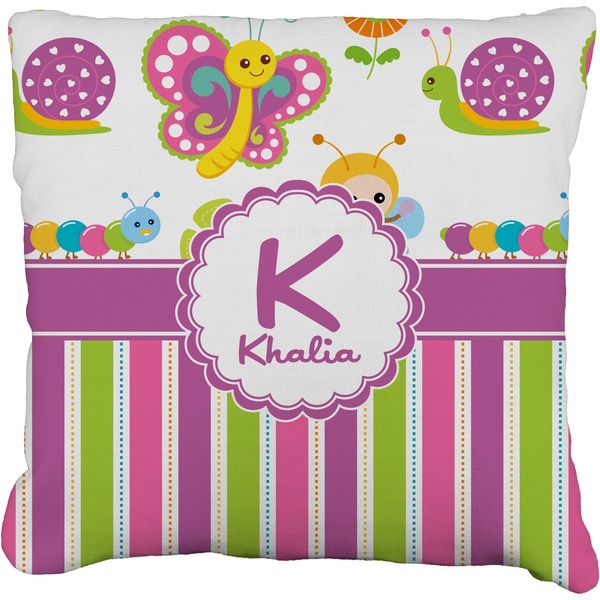 Custom Butterflies & Stripes Faux-Linen Throw Pillow 18" (Personalized)