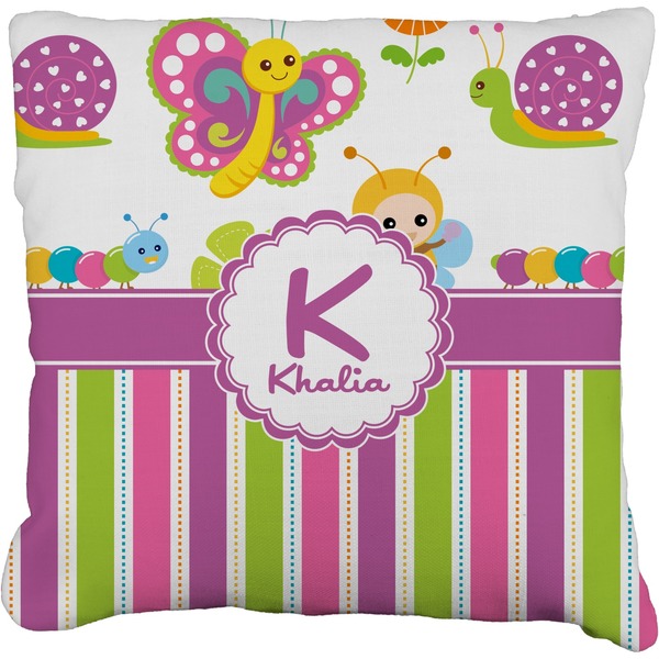 Custom Butterflies & Stripes Faux-Linen Throw Pillow 20" (Personalized)
