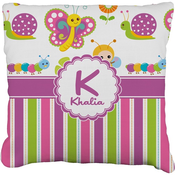 Custom Butterflies & Stripes Faux-Linen Throw Pillow 26" (Personalized)