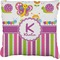 Butterflies & Stripes Faux-Linen Throw Pillow (Personalized)