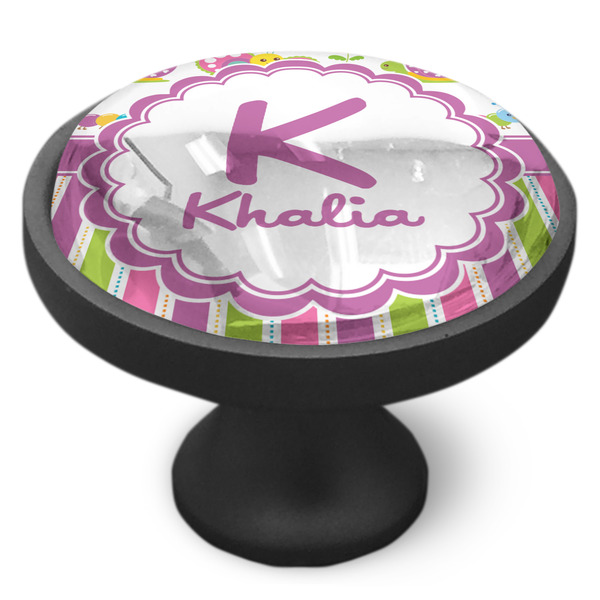 Butterflies & Stripes Cabinet Knob - Black - Side