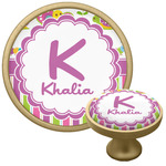 Butterflies & Stripes Cabinet Knob - Gold (Personalized)