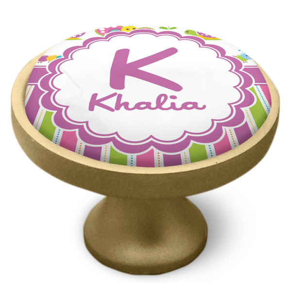 Butterflies & Stripes Cabinet Knob - Gold - Side