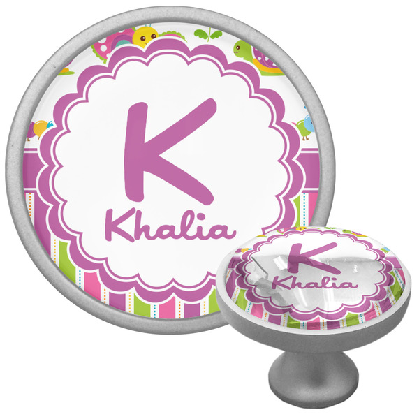 Custom Butterflies & Stripes Cabinet Knob (Silver) (Personalized)