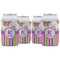 Butterflies & Stripes Can Cooler (12 oz) - Set of 4 w/ Name and Initial