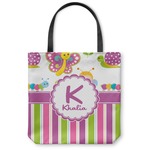 Butterflies & Stripes Canvas Tote Bag - Medium - 16"x16" (Personalized)