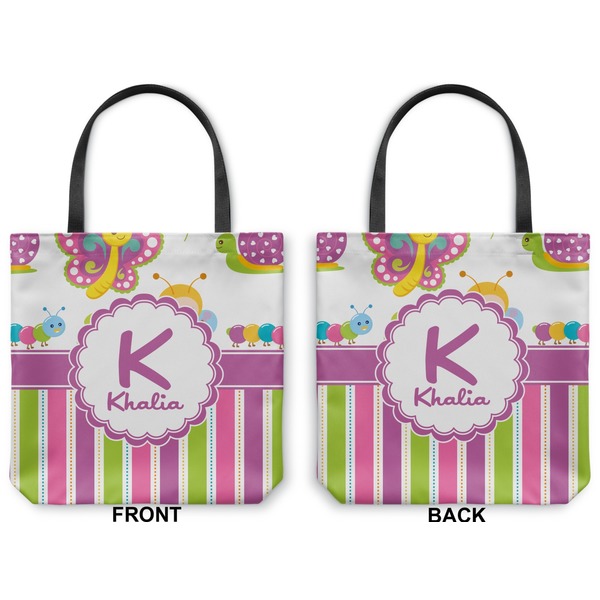 Butterflies & Stripes Canvas Tote - Front and Back