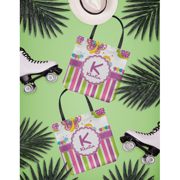 Butterflies & Stripes Canvas Tote Lifestyle Front and Back