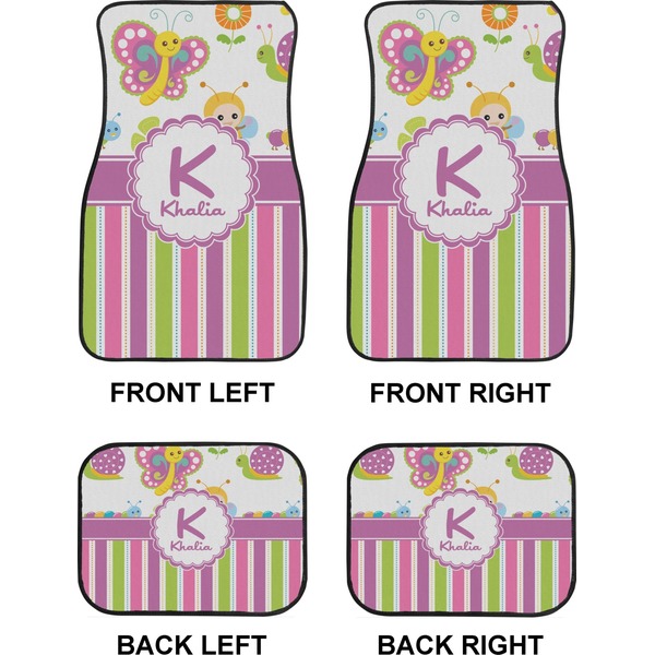 Butterflies & Stripes Car Floor Mats Set (2F + 2B)