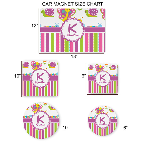 Butterflies & Stripes Car Magnets - SIZE CHART