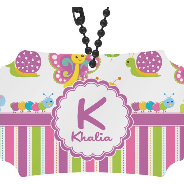 Custom Butterflies & Stripes Rear View Mirror Ornament (Personalized)